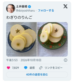 【朗報】土井善晴、りんごの切り方『皮ごと輪切りでええんです』→青森りんご協会も推奨の切り方だったと判明