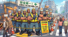 【画像】ついに工事現場にすら画像生成AIが蔓延ってしまう…