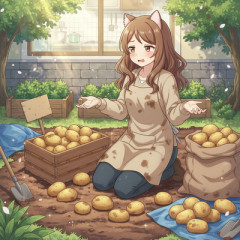 【悲報】庭の片付けを頑張った奥様、ついにジャガイモ20kgを獲得するも大量消費に困惑www
