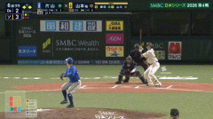 【日本シリーズ第4戦】ソフトバンク、6回裏1アウト一三塁から山本祐大の犠牲フライでリードを2点に広げる！山本祐大は今日3打点！！！！！！！！！！！！！！！！