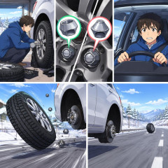 車のタイヤ脱落「出発時からガタガタ…」前日に冬タイヤ交換 ナット逆向きに装着   |  こういうことだろ