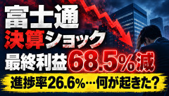 【悲報】富士通、68％減益→PTSで約13％急落…進捗率26.6％に投資家震える