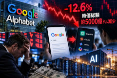 Google親会社Alphabetの株価が12.6％急落、時価総額5000億ドル消失！AI検索の普及と広告収入の鈍化に懸念