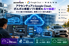 Google Cloudとアクセンチュア、ボルボの車載ソフト開発にAI導入！テスト最大9倍高速化、開発コスト40％削減へ