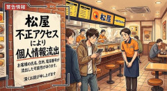 【速報】 牛丼チェーン「松屋」、サイバー攻撃を受けて、約238万人分の個人情報流出 氏名、電話、住所など