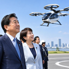 「『挑戦しない国に未来はない』の高市政権なので、絶対商用化、これで日本は儲けるぞ」片山財務相が「空飛ぶクルマ」の試験飛行を視察   |  しょーもない家電メーカーは統合して…